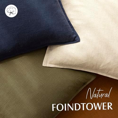 Foindtower Linen Solid Decorative Throw Pillow Covers 24x24 Olive Green - Image 4