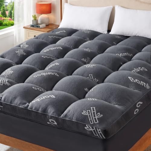 ELEMUSE Queen Size Bamboo Viscose Mattress Topper, Thick Pillow Top Pad by ELEMUSE
