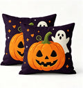 Halloween Decorations Throw Pillow Covers, Jack-O-Lantern Pumpkin and Ghost by Unknown
