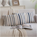 Cethom Navy Blue Boho Lumbar Throw Pillow Covers 12x20 Inch Set of 2, Stripe by Cethom
