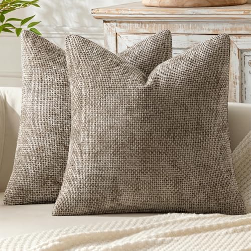 MIULEE Decorative Couch Throw Pillow Covers 16x16 Inch Neutral Khaki 2 Pack by MIULEE