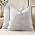 decorUhome Light Grey Textured Linen Throw Pillow Covers 20x20 Set of 2 by decorUhome