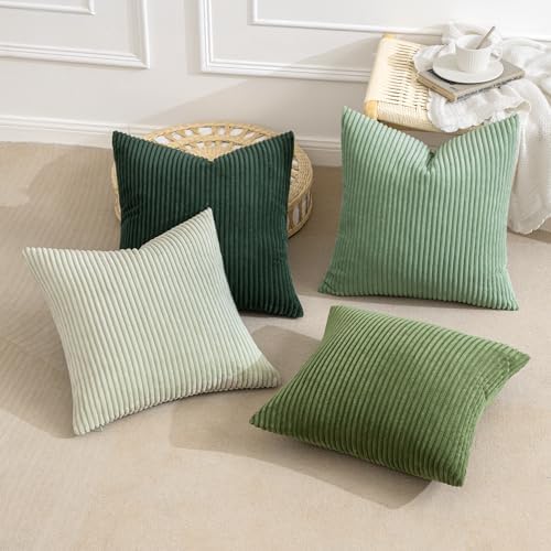 MIULEE Soft Corduroy Decorative Throw Pillow Covers Forest Green 16x16 - Image 4