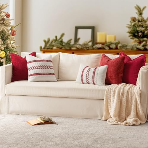 MIULEE Decorative Couch Throw Pillow Covers 20x20 Inch Red 2 Pack - Image 6