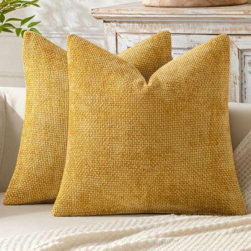 MIULEE Decorative Gold Euro Sham Throw Pillow Covers 26x26 Inch 2 Pack by MIULEE