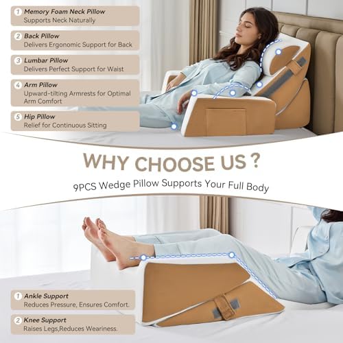Yojoker 9PCS Orthopedic Bed Wedge Pillow Set - Image 6