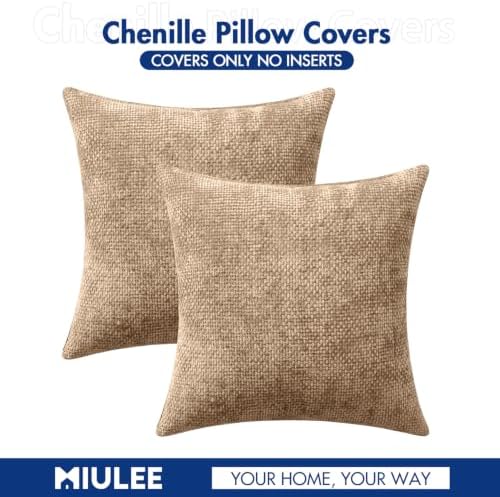 MIULEE Decorative Couch Throw Pillow Covers 20x20 Inch Khaki Camel 2 Pack - Image 7