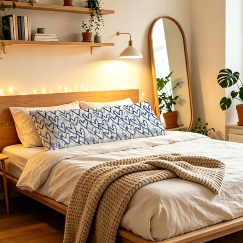 Navy Blue Heart Y2K Body Pillow Cover 20x54 - Image 4