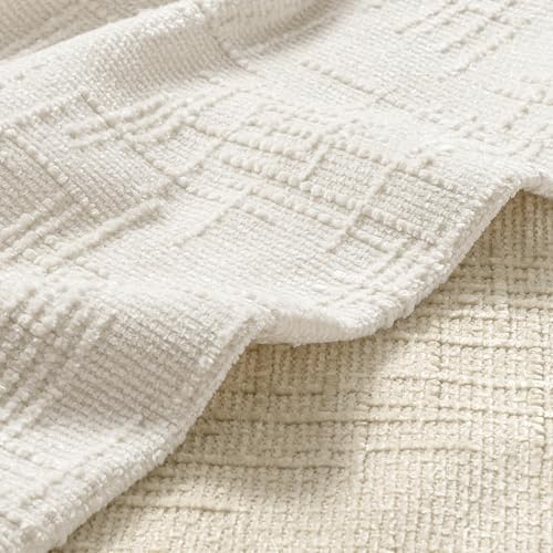 MIULEE Slubby Textured Decorative Euro Pillow Covers Cream White 22x22 - Image 2