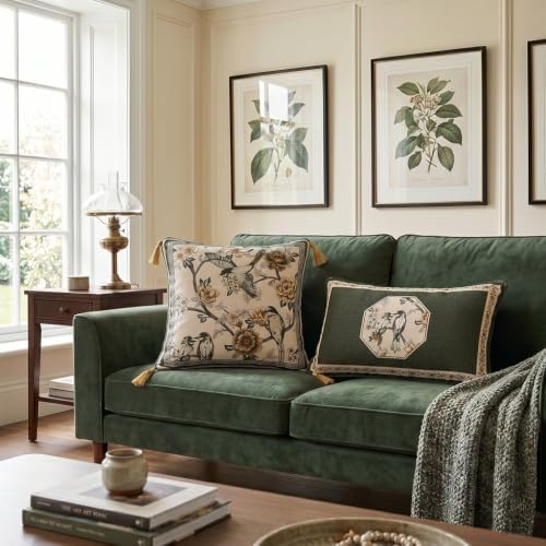 ISAENNE Vintage Elegant Linen Rectangle Throw Pillow Cover - Image 3