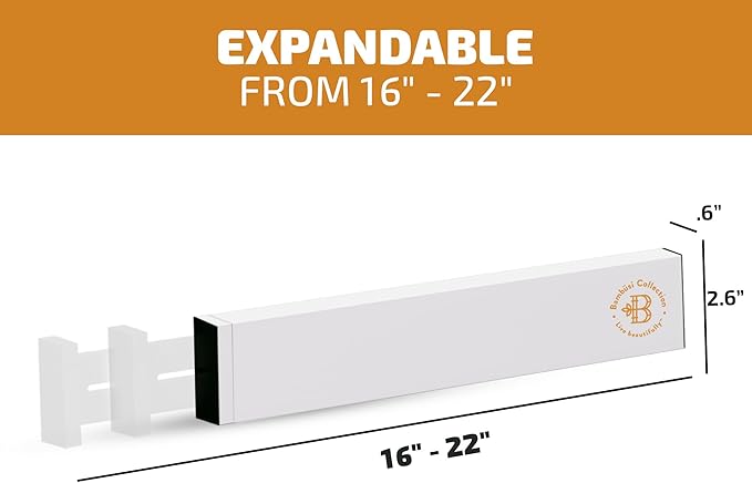 Bambüsi 4 Pack Drawer Dividers - 2.6" High, 16-22" Adjustable Bamboo Drawer Organizers for Clothes, Expandable Dresser Separators in Bedroom/Bathroom/Kitchen/Office Organization and Storage (White)