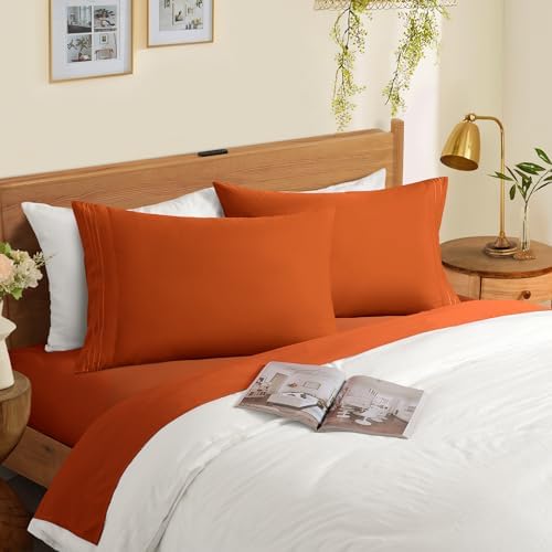 Horbaunal Microfiber Pillowcases Standard Size, Burnt Orange, 2 Pack - Image 2
