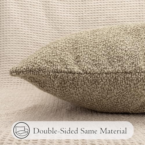 JoraLion 14x26 inch Boucle Lumbar Pillow Cover, Camel Woven Texture Neutral - Image 6