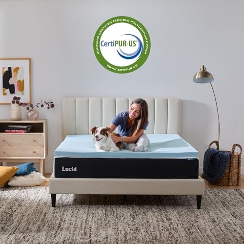 Lucid 2 Inch Memory Foam Mattress Topper, Full Size – Cooling Gel Bed Topper – - Image 5