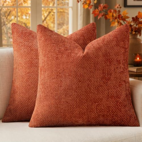 MIULEE Fall Decorative Couch Throw Pillow Covers 16x16 Burnt Orange 2 Pack by MIULEE