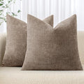 MIULEE Textured Chenille Throw Pillow Covers 22x22 Inch Taupe Grey by MIULEE