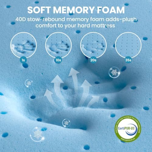 BedStory Cooling Mattress Topper Twin 4 Inch, Gel Infused Memory Foam Topper - Image 4
