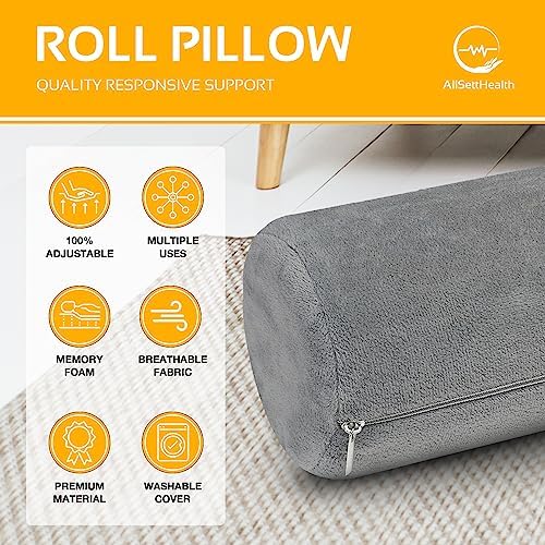 AllSett Health Firm Cervical Neck Roll Memory Foam Pillow, Bolster Pillow - Image 2