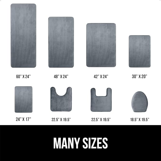 GORILLA GRIP Memory Foam Bath Rugs, Soft Absorbent Velvet Bathroom Mats, Durable Dots on Underside, Machine Washable Bathmat, Carpet Rug Room Decor for Shower Floor, 60x24 Mat, Graphite Gray