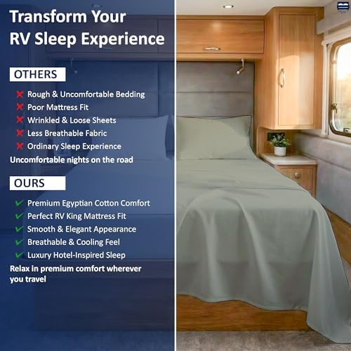 Cottingon 4 Piece RV King Sheets Fits 15" Deep, Egyptian Cotton, Light Grey - Image 5