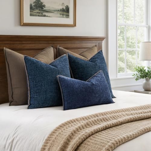 MIULEE Decorative Lumbar Throw Pillow Covers 12x20 Inch Navy 2 Pack - Image 6