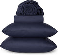 URBANHUT 800 Thread Count 100% Cotton Queen Size Sheets, Luxury 4 Piece Queen Bedsheets, Hotel Sheets Sateen Finish - Better Than Egyptian, 16" Elasticized Deep Pocket - Navy Blue