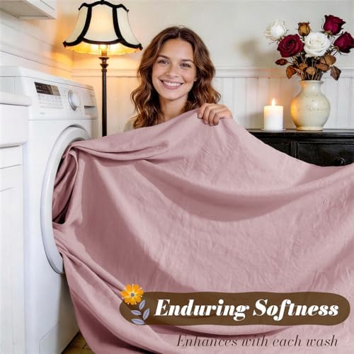 SONORO KATE 100% French Linen Cal King Size Sheets Set, Natural Flax Bedding - Image 5
