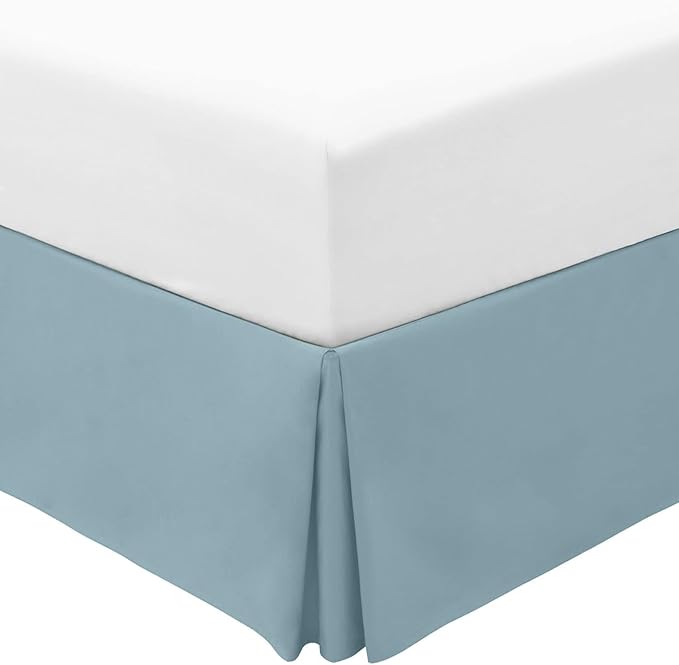 Mellanni Bed Skirt King Size - Bed Skirting - 15-Inch Tailored Drop Pleated Dust Ruffle - Hotel Luxury Bedding - Wrinkle, Fade, Stain Resistant - 1 Bedskirt (King, Spa Blue)
