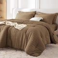MUXHOMO 7 Pieces Oversized King Comforter Set, Seersucker Bed in a Bag by MUXHOMO