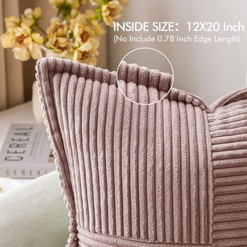 MIULEE Decorative Lumbar Throw Pillow Covers 12x20 Inch Blush Pink 2 Pack - Image 2