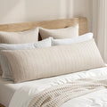 Decorative Waffle Lumbar Pillow Cover 14x36 Inch Oatmeal No Insert by Woaboy