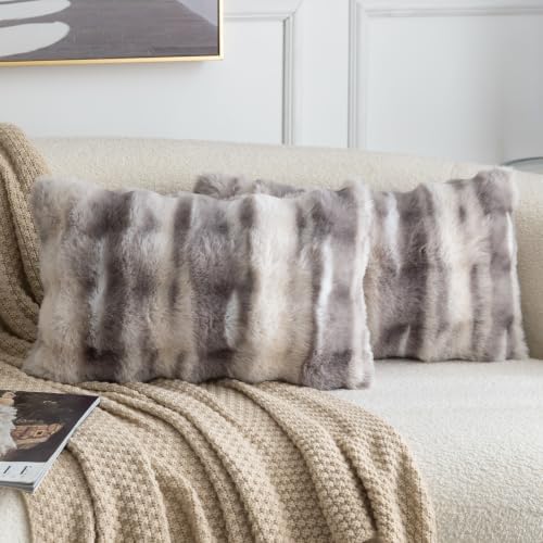 MADIZZ Pack of 2 Thick Plush Faux Wool Throw Pillow Covers Soft Boho Throw by Madizz