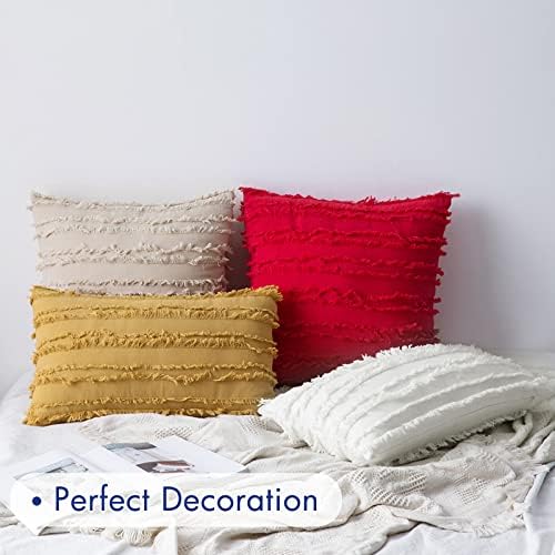 MIULEE Boho Linen Striped Lumbar Throw Pillow Covers 12x20 - Image 4