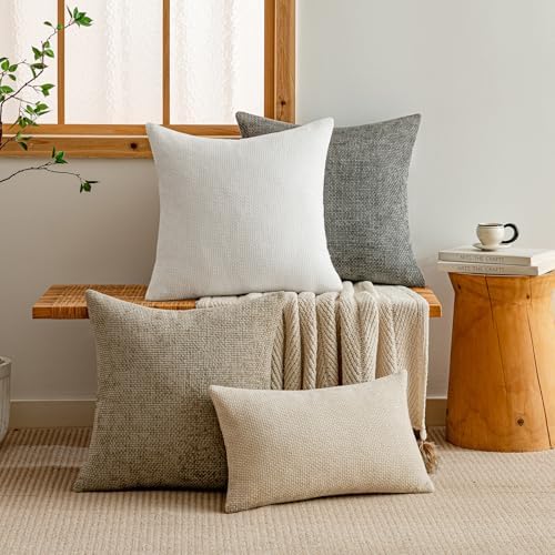 a moment Christmas White Chenille Throw Pillow Covers 18x18 Inch Pack of 2 - Image 4