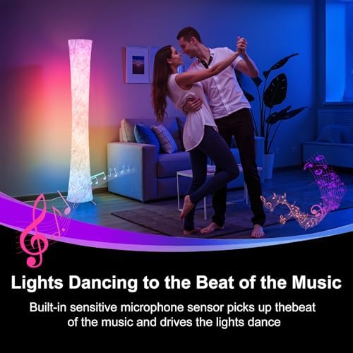 WORLD WIN 61'' RGB LED Corner Floor Lamp, Unique Hourglass Shade, Round - Image 5