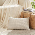 Fancy Homi Cream Lumbar Decorative Throw Pillow Covers 14x24 Inch by Fancy+Homi