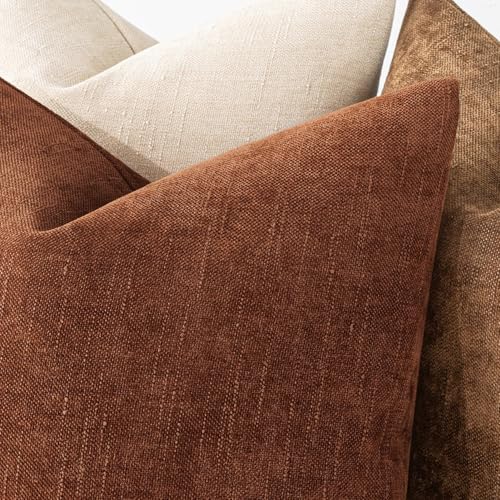 MIULEE 12x20 Inch Lumbar Textured Chenille Fall Pillow Covers Dark Rust - Image 2