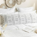 BlissBlush White Soft Chenille Boho Body Pillow Cover 20x54, Decorative by BlissBlush