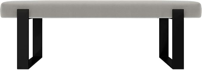 VANT Upholstered Bed Bench - Zigrino Oyster - Matte Black - Contemporary Modern, Bedroom Bench Seat, Hallway, or Entryway