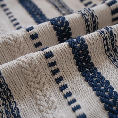 Cethom Navy Blue Boho Lumbar Throw Pillow Covers 12x20 Inch Set of 2, Stripe - Image 4