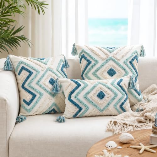 Boho Pillow Covers 18X18 Inch Boho Tufted Throw Pillow Covers Decorative - Image 4