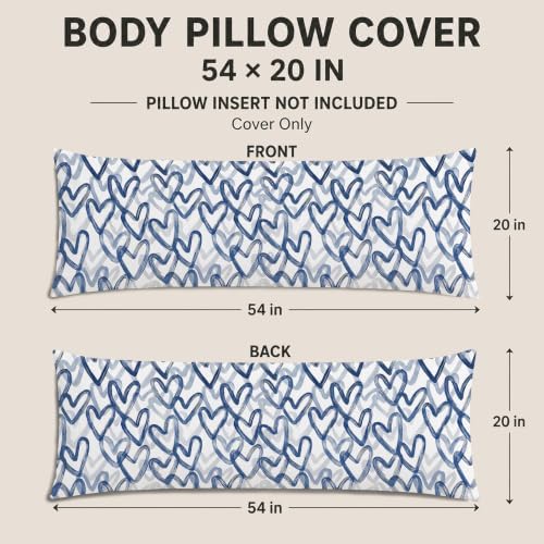 Navy Blue Heart Y2K Body Pillow Cover 20x54 - Image 2