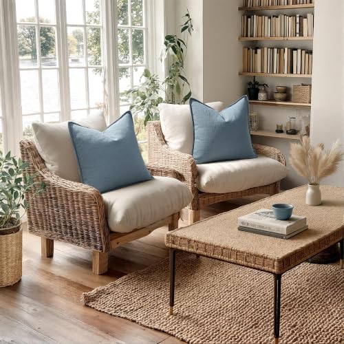 MIULEE Thick Textured Decorative Throw Pillow Covers 20x20 Inch Blue - Image 6
