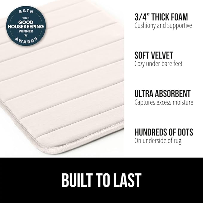 GORILLA GRIP Memory Foam Bath Mat, Soft Absorbent US Designed Bathroom Rug, Gripping Dots Machine Washable Bathmat, Cushioned Floor Mats, Shower Sink Rugs Room Décor Accessories, 36x24 Cream