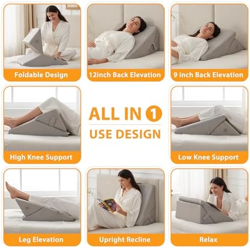 Ruqmuis Wedge Pillow Set for After Surgery, Adjustable 9&12 Inch Bed Wedge - Image 2