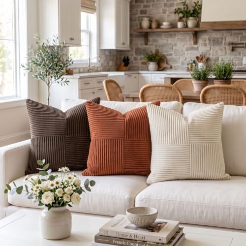 Fancy Homi 2 Packs Rust Samll Decorative Throw Pillow Covers 12x12 Inch - Image 2