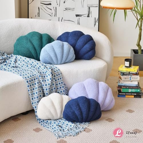 Lfsaaj Lavender Seashell Throw Pillows, Shell Shaped Throw Pillows, 13 Inch - Image 4