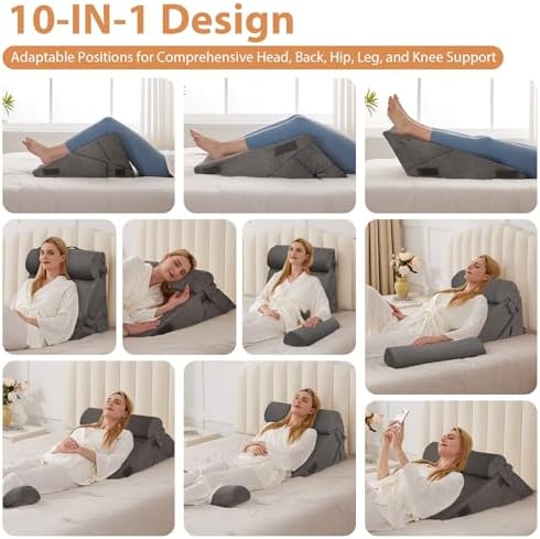 BIEEZZK 4PCS Wedge Pillow Set for After Surgery, Back Pillow for Bed Sitting up - Image 2