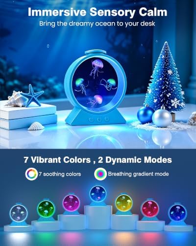 Jellyfish Lamp for Sleep Anxiety Calming Night Light for Bedroom(Blue) - Image 2