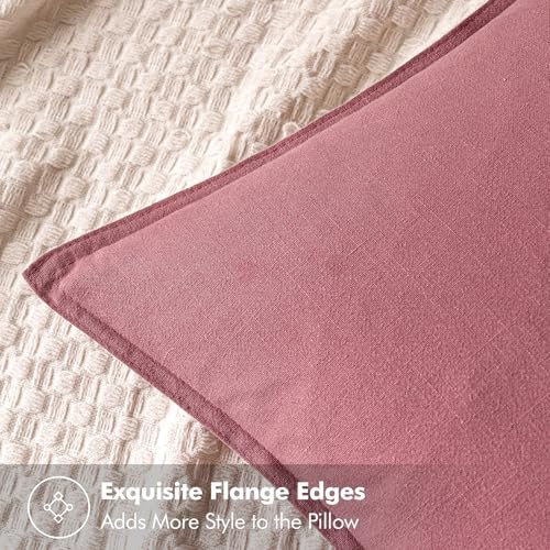 MIULEE Decorative Linen Pillow Covers 18x18 Inch Cranberry Red - Image 2
